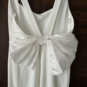 Lulu's Ivory White Wedding Dress with Bow Detail
